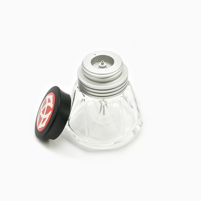 Silver - Open TWSBI Diamond 50 ink bottle 50ml showing wide opening.