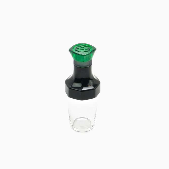 TWSBI VAC 20 ink bottle 20ml with green cap and clear reservoir.