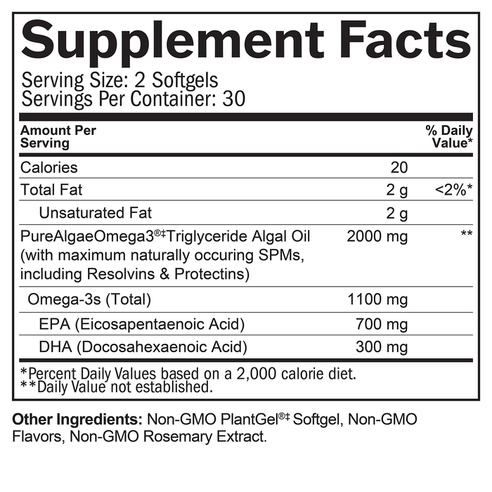 BrainMD Vegan Omega-3 Power: infographic, supplement facts box