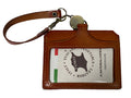 Vegetable Tanned Leather ID Badge Holder Featuring a Retractable Reel and Matching Leather Strap