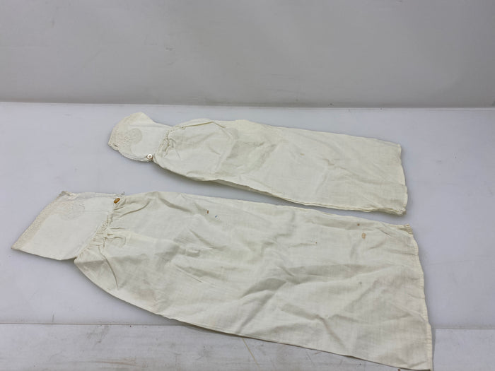 Vintage 1860 White Linen Undersleeves with Embroidered Cuffs