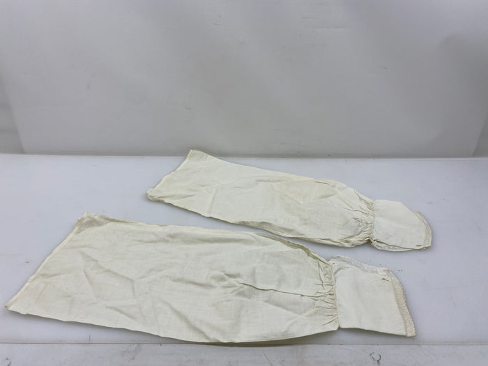 Vintage 1860 White Linen Undersleeves with Embroidered Cuffs