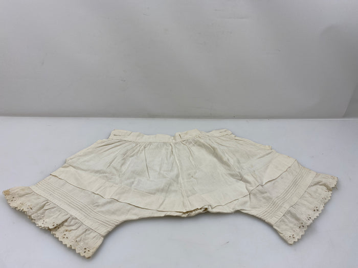 Vintage 1890s White Linen Children's Bloomers Fleur de Lis Lace Pattern