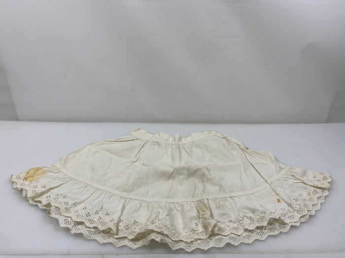 Vintage 1890s White Linen Children's Petticoat with Eyelet Lace Hem