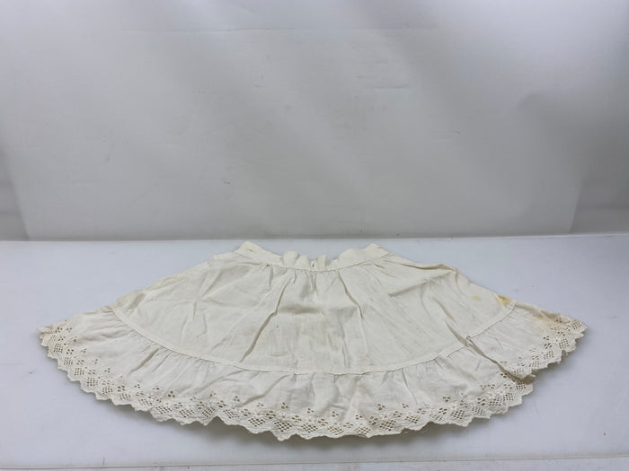 Vintage 1890s White Linen Children's Petticoat with Eyelet Lace Hem