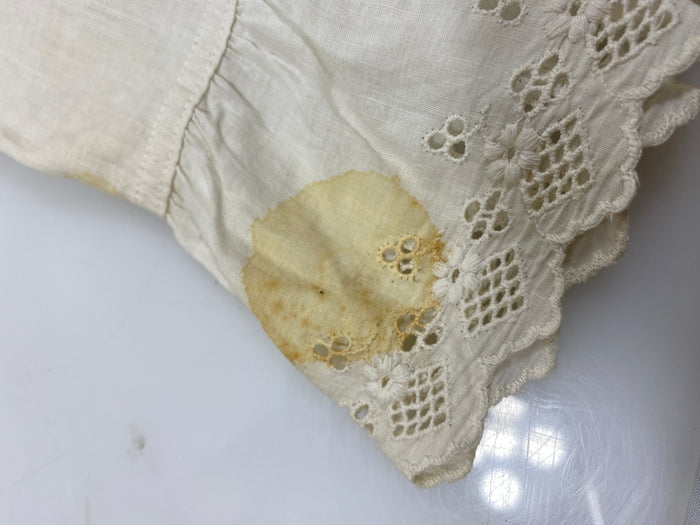 Vintage 1890s White Linen Children's Petticoat with Eyelet Lace Hem