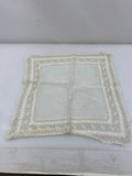 Vintage 1890s White Linen Handkerchief with Intricate Lace Details