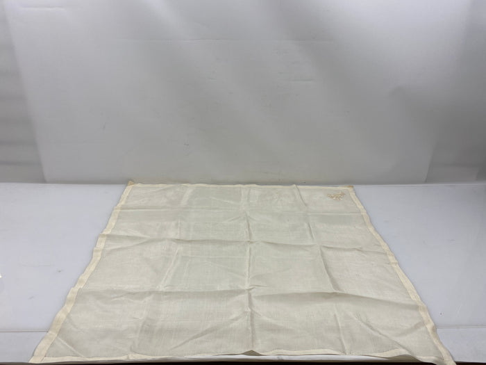 Vintage 1900s Cream Silk Handkerchief With Small Embroidered Detail