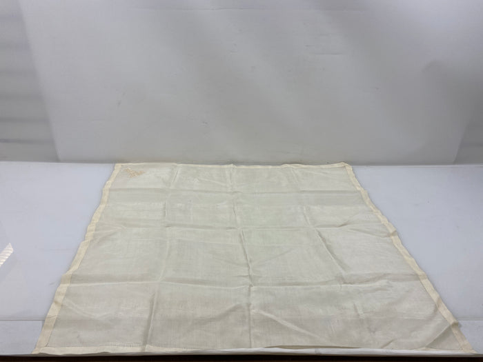 Vintage 1900s Cream Silk Handkerchief With Small Embroidered Detail