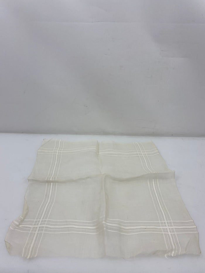 Vintage 1900s Sheer Linen Handkerchief with Stripe Details