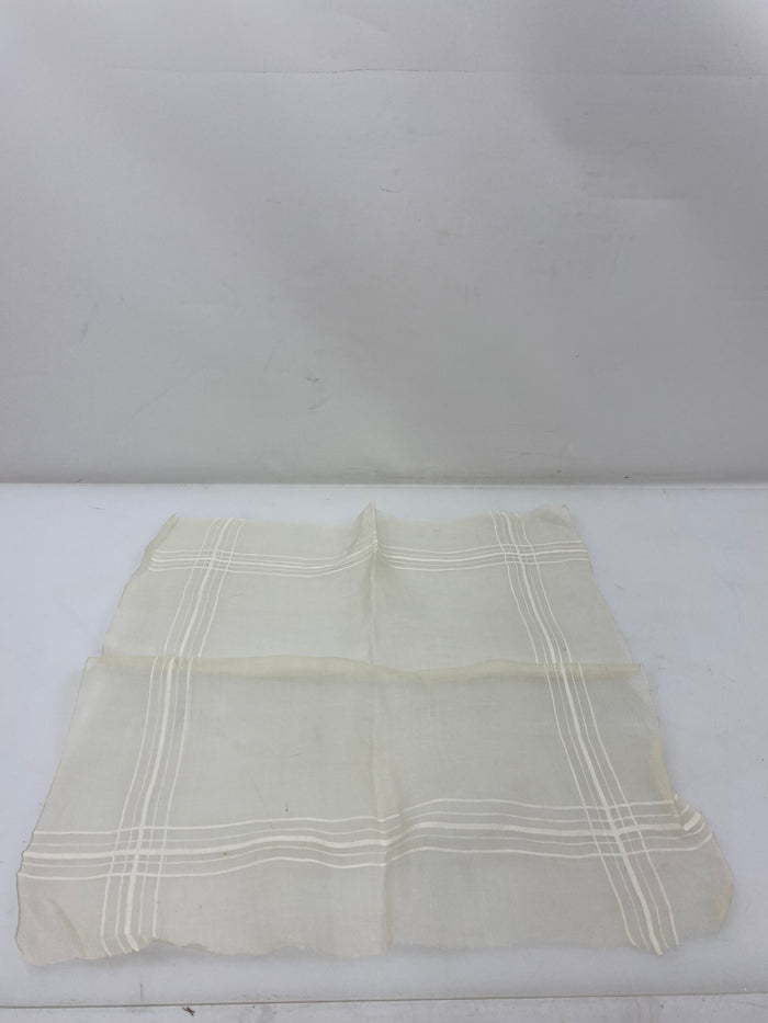 Vintage 1900s Sheer Linen Handkerchief with Stripe Details