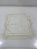 Vintage 1900s Sheer White Handkerchief with Floral Lace Border