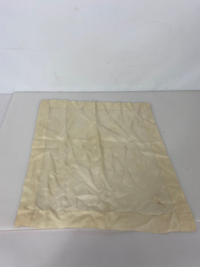 Vintage 1900s Tan Silk Handkerchief with Small Embroidered Detail