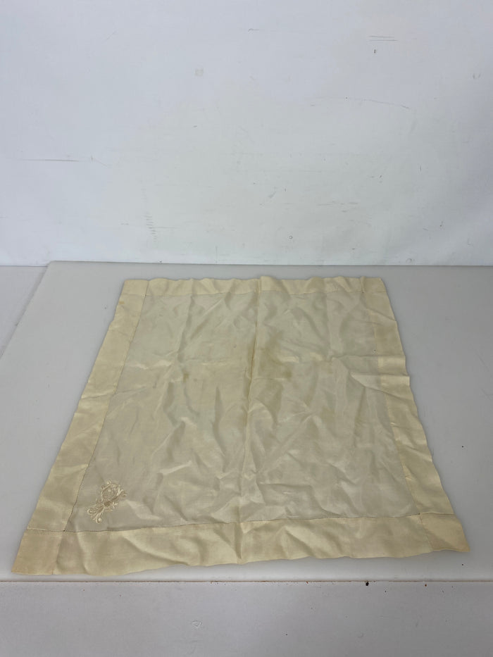 Vintage 1900s Tan Silk Handkerchief with Small Embroidered Detail