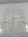 Vintage 1900s White Linen Handkerchief with Intricate Lace Border