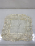 Vintage 1900s White Linen Handkerchief with Lace Border