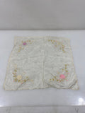 Vintage 1900s White Sheer Handkerchief with Pastel Floral Embroidery