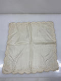 Vintage 1900s White Silk Handkerchief with Embroidered Designs