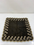 Vintage 1910s Black Silk Handkerchief with Floral Embroidery