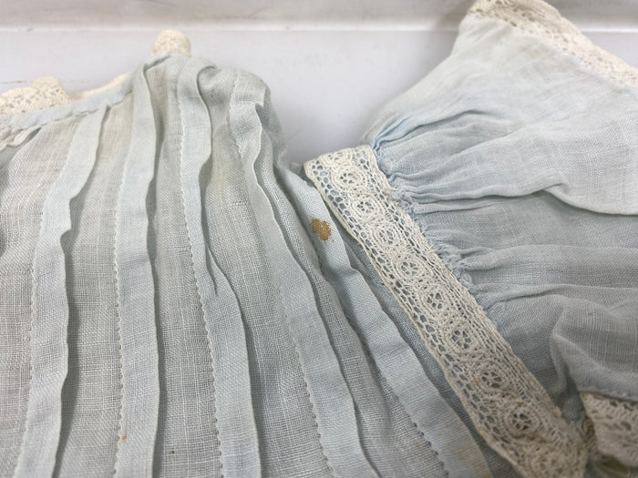 Vintage 1910s Light Blue Baby's Dress with Lace Details