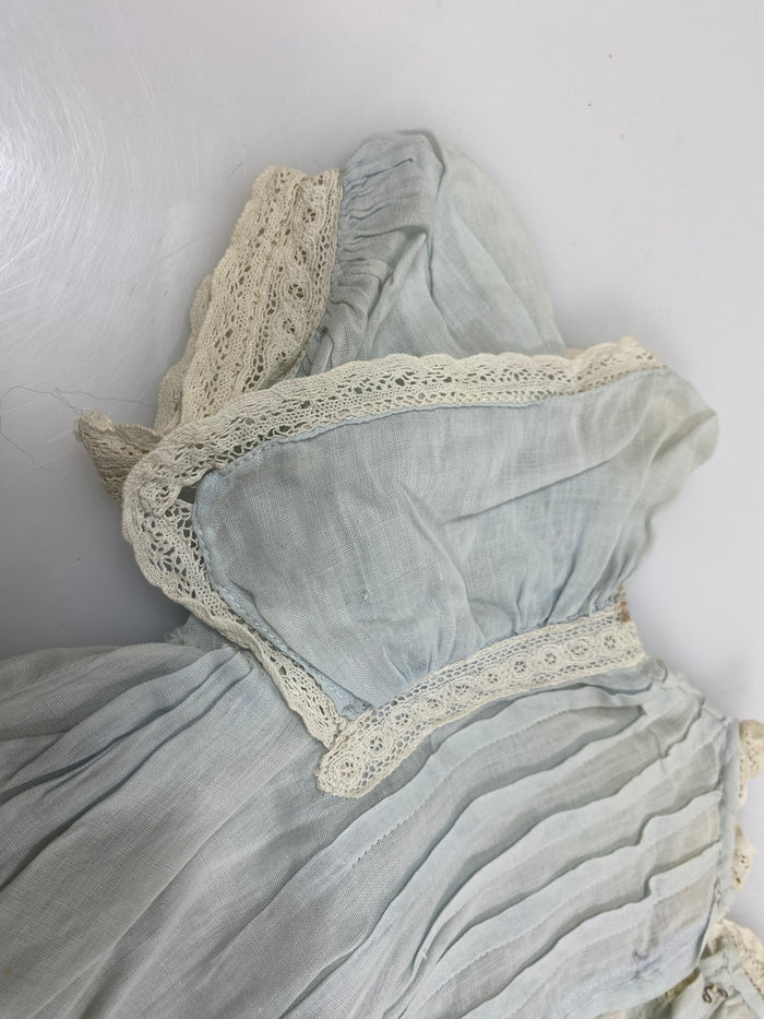Vintage 1910s Light Blue Baby's Dress with Lace Details