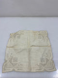 Vintage 1910s Tan Linen Handkerchief with Lace Details