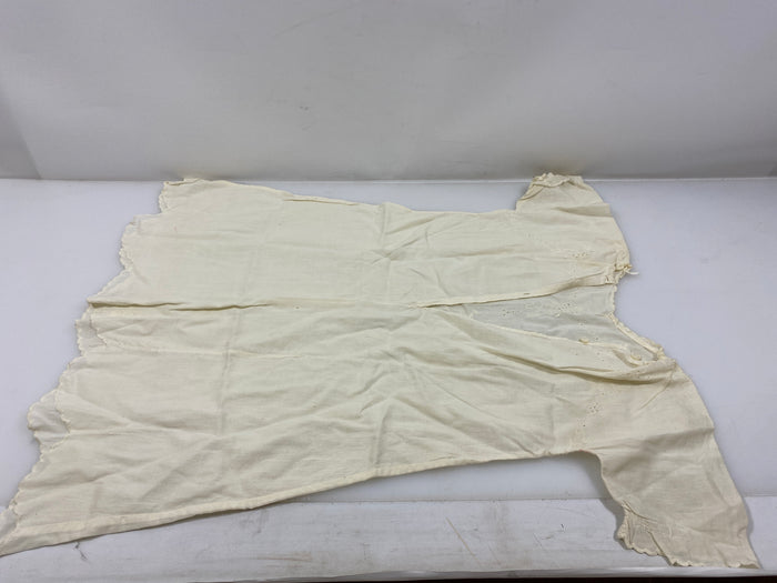 Vintage 1910s White Linen Baby's Dress with Floral Embroidery