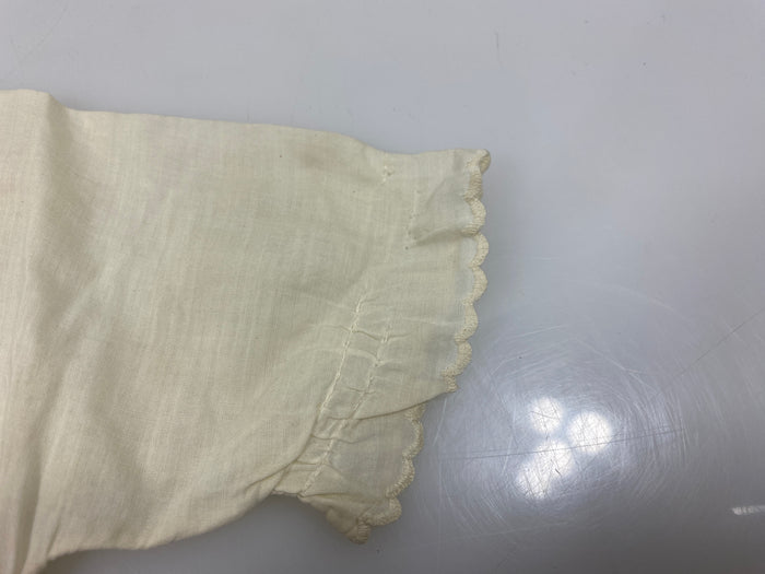 Vintage 1910s White Linen Baby's Dress with Floral Embroidery