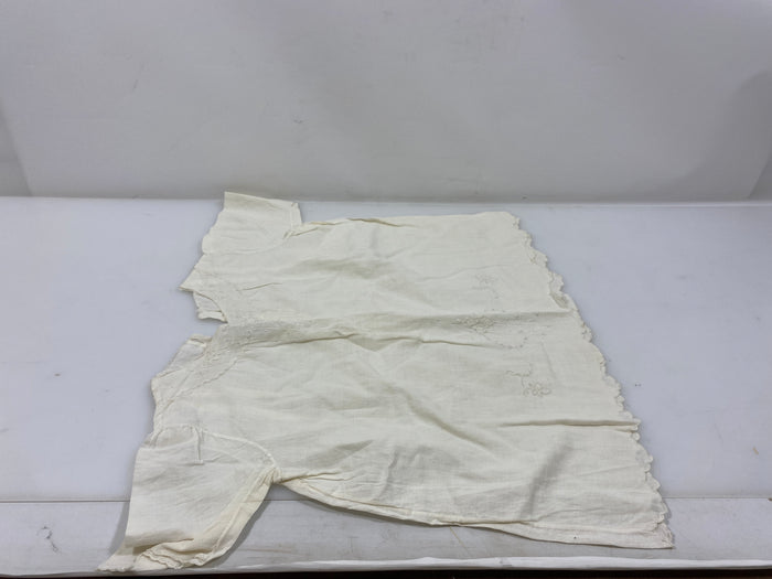 Vintage 1910s White Linen Baby's Dress with Intricate Embroidery
