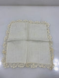 Vintage 1910s White Linen Handkerchief with Crocheted Lace Border