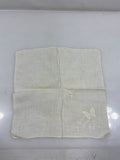 Vintage 1910s White Linen Handkerchief with Embroidered Butterfly Design