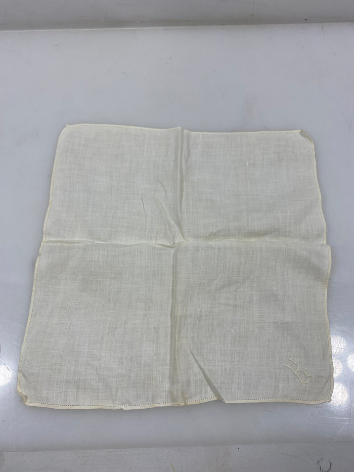 Vintage 1910s White Linen Handkerchief with Embroidered "E"