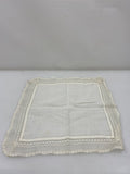 Vintage 1910s White Linen Handkerchief with Lace Border