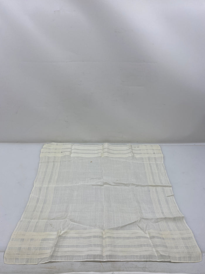 Vintage 1910s White Linen Handkerchief with Stripe Details