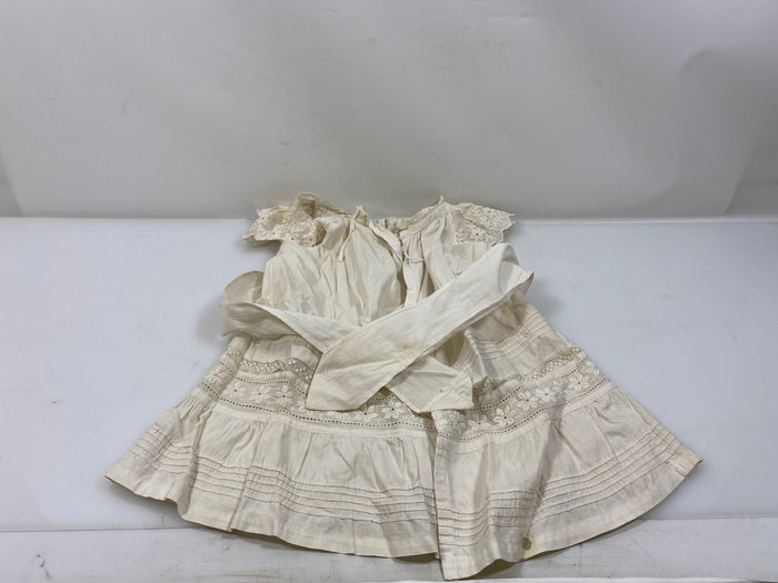 Vintage 1910s White Linen Infant's Dress with Lace Details