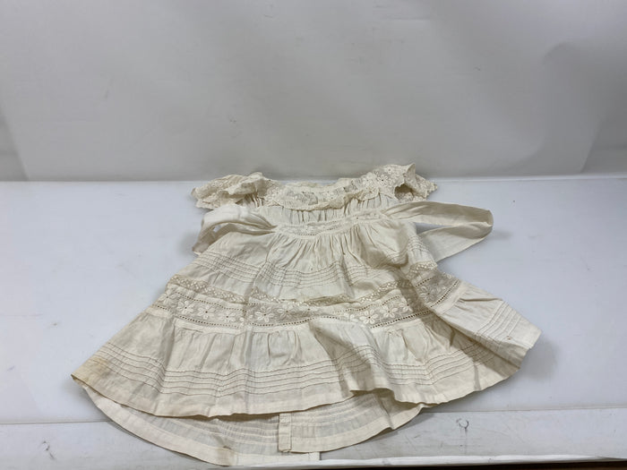 Vintage 1910s White Linen Infant's Dress with Lace Details