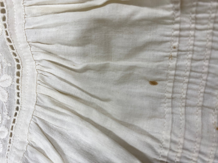 Vintage 1910s White Linen Infant's Dress with Lace Details