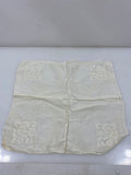 Vintage 1920s White Linen Handkerchief with Floral Embroidery