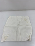 Vintage 1930s-1940s White Linen Handkerchief with Floral Eyelet Lace Details