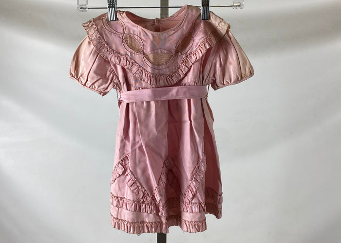 Vintage 1930's Pink Easter Dress with Pink Bow Belt