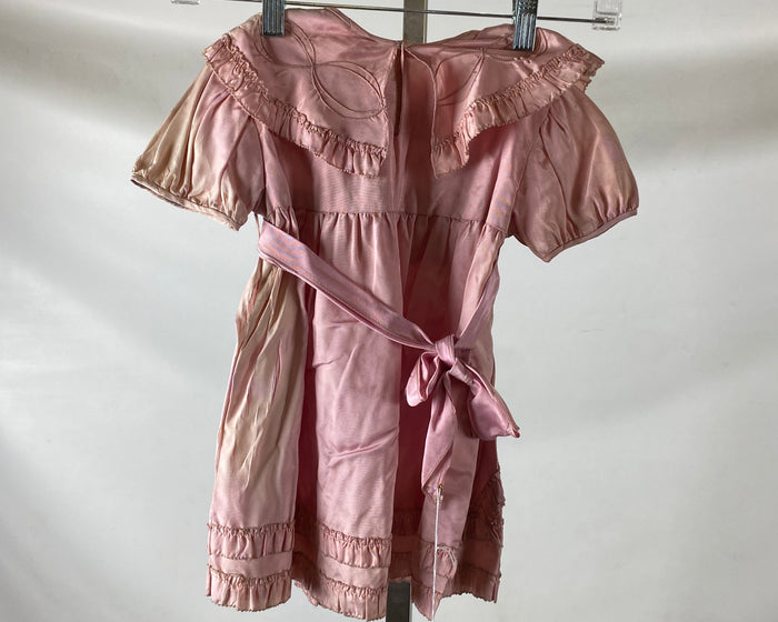 Vintage 1930's Pink Easter Dress with Pink Bow Belt