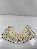Vintage 1930s White Collar with Black Floral Embroidery