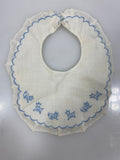 Vintage 1930s White Linen Bib with Embroidered Cats and Dogs
