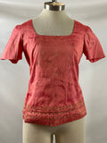 Vintage 1960s-70s "Kim Phuong" Pink Silk Blouse with Gold Embroidery Size Unknown