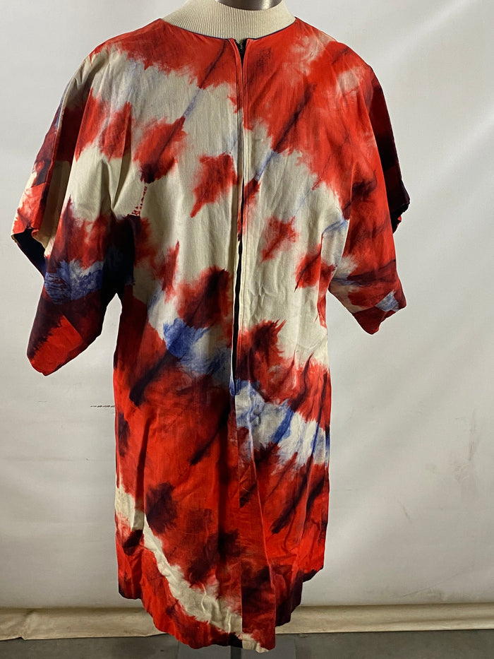 Vintage 1960s Red, White, and Blue Tie Dye Dress Size Unknown