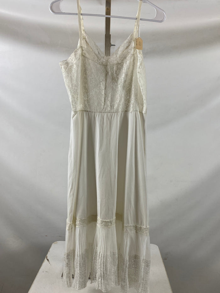 Vintage 1960s White Lacey Rayon Slip Size Unknown