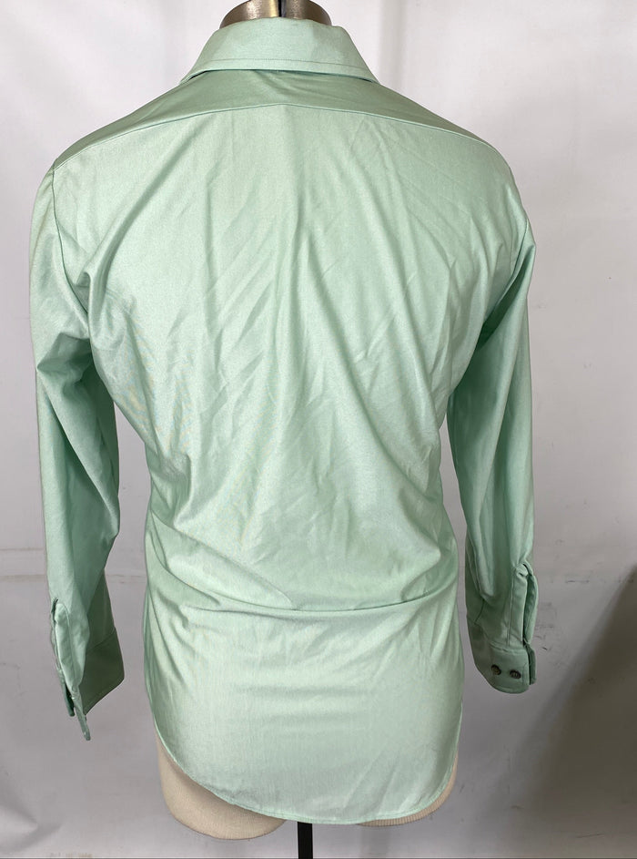 Vintage 1970's Qiana Green Dress Shirt Men's Size 15 32-33