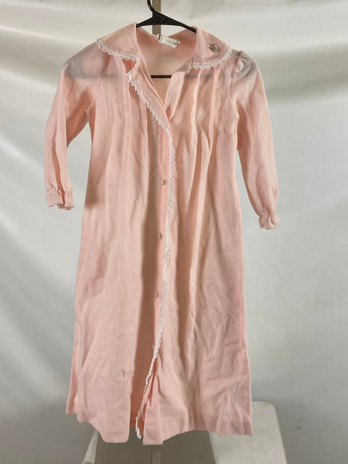 Vintage 1979 "Loungees" Pink Nylon Children's Robe with Button Closures Size 8