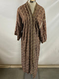 Vintage Japanese Kimono Brown Floral Pattern