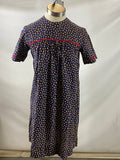 Vintage Women's Blue Flower Print Dress